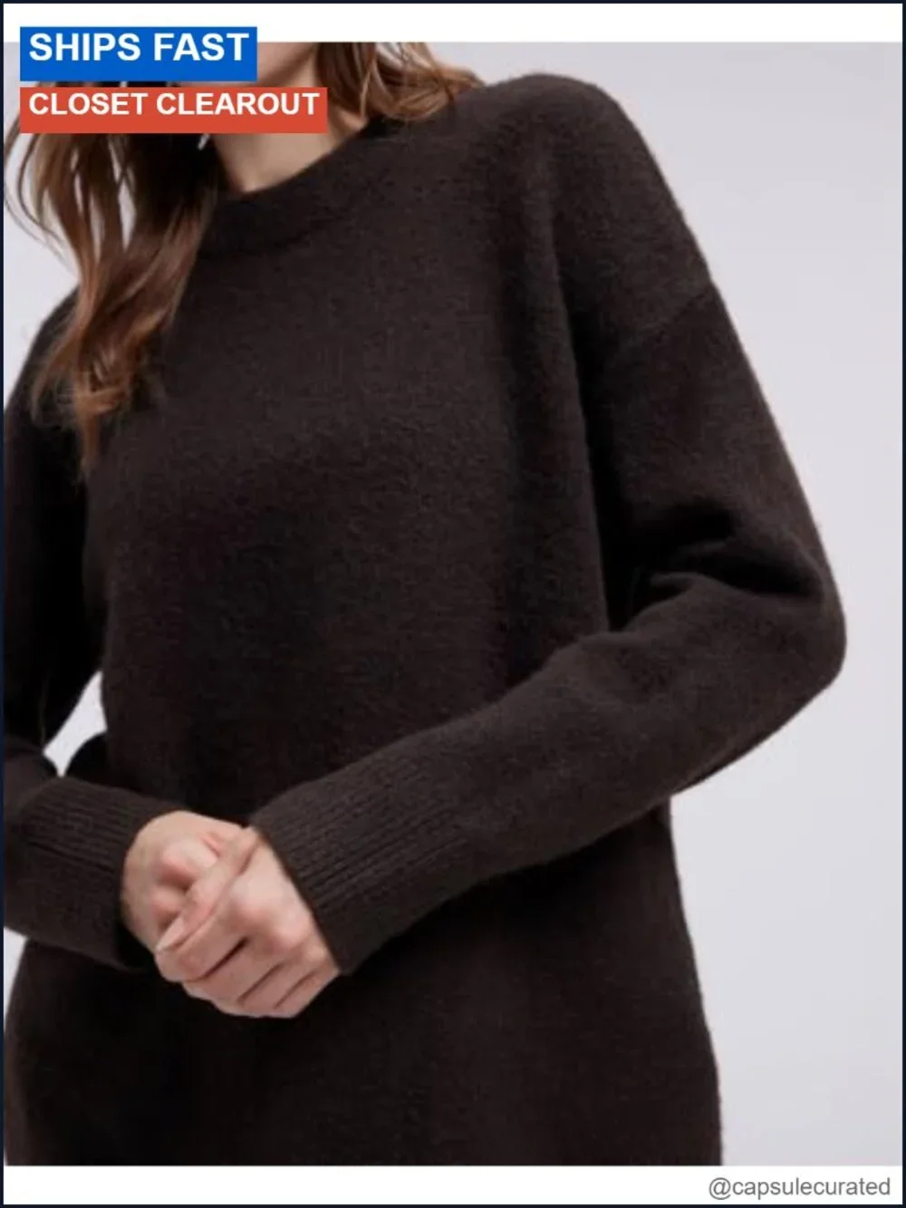 Women's Fuzzy Knit Oversized Crew Neck Long Sleeve Pullover Sweater